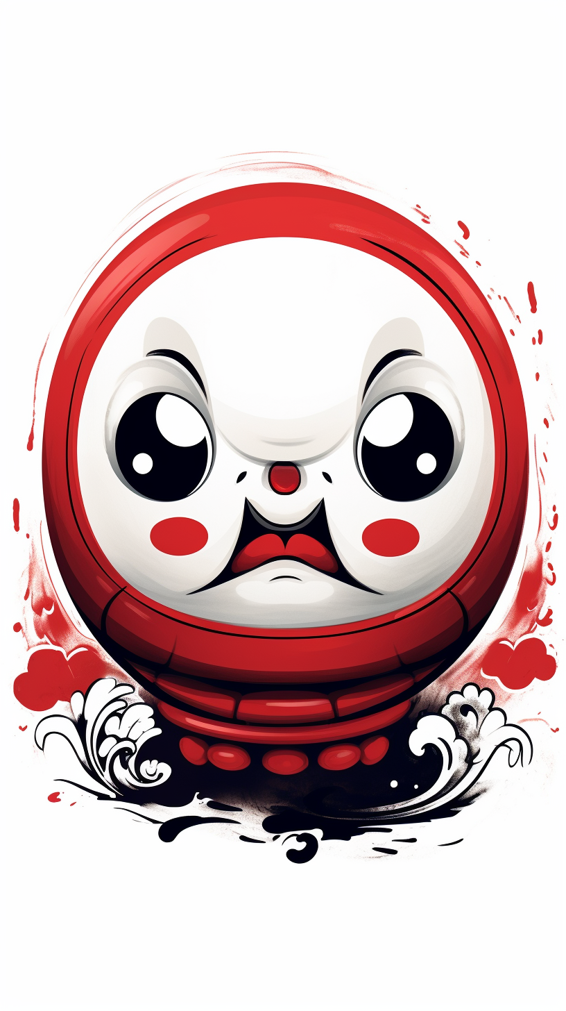 Cute Daruma Doll with Beautiful Watercolors