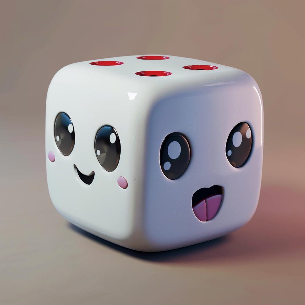 Cute dice mascot character illustration