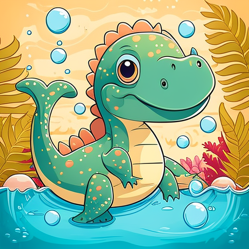 Cute dinosaur enjoying swimming pool playtime