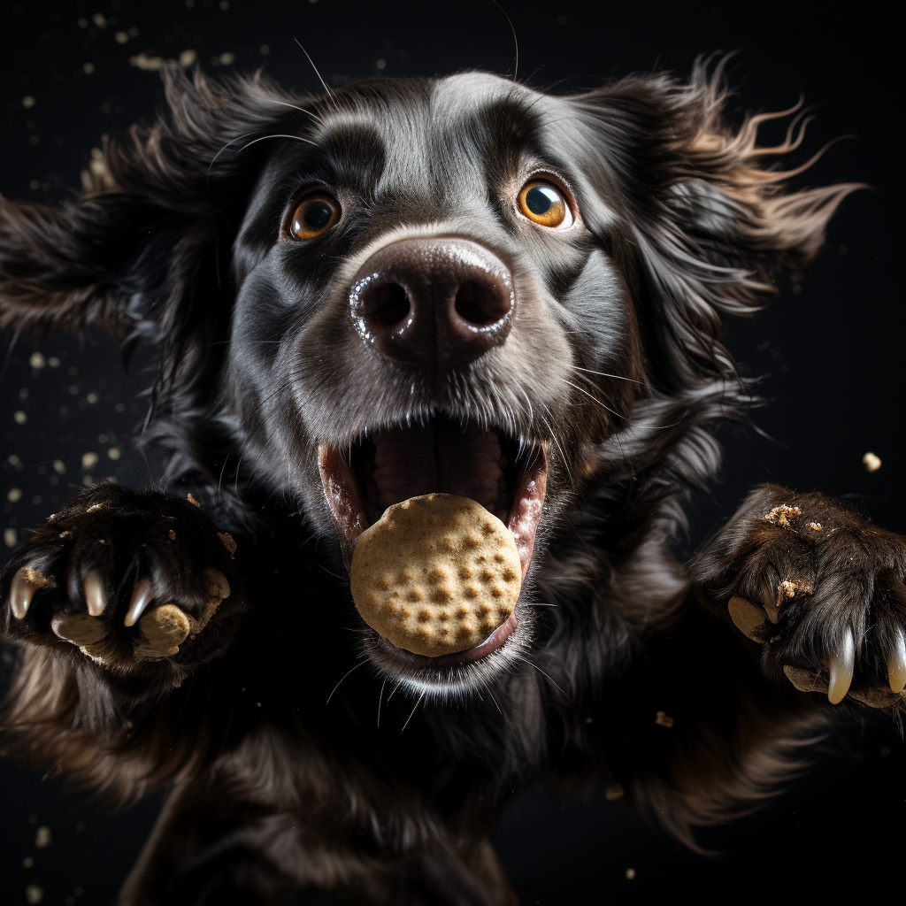 Dog catching treat in mouth