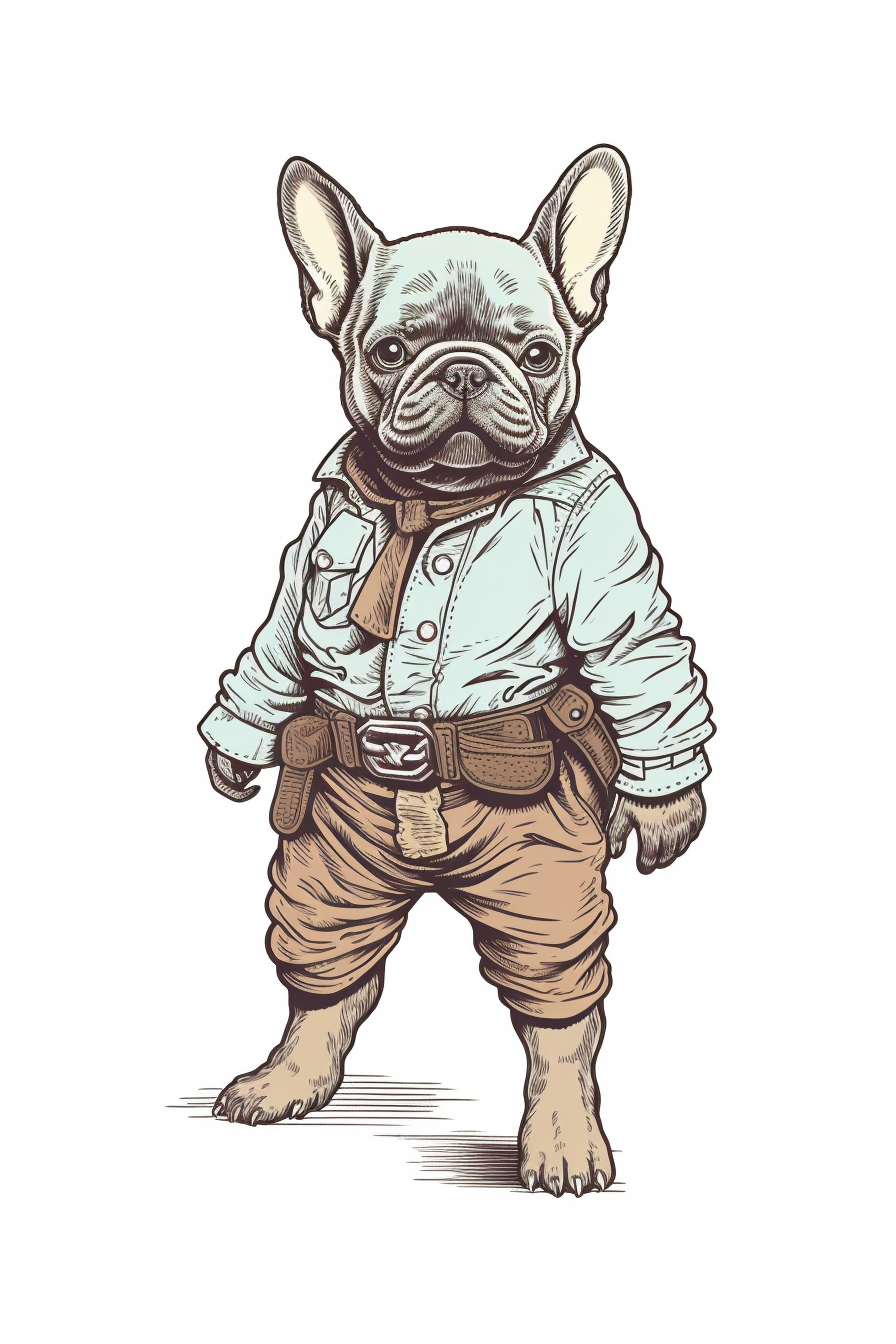 Dog Cowboy Pistol Outfit Cartoon