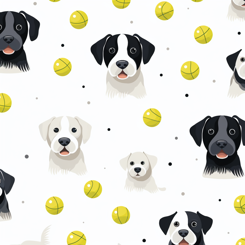 Vector art of cute dogs and tennis balls