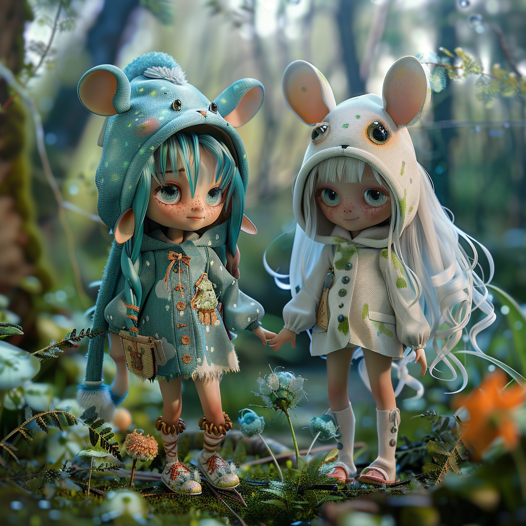 Cute dolls in forest elves outfits