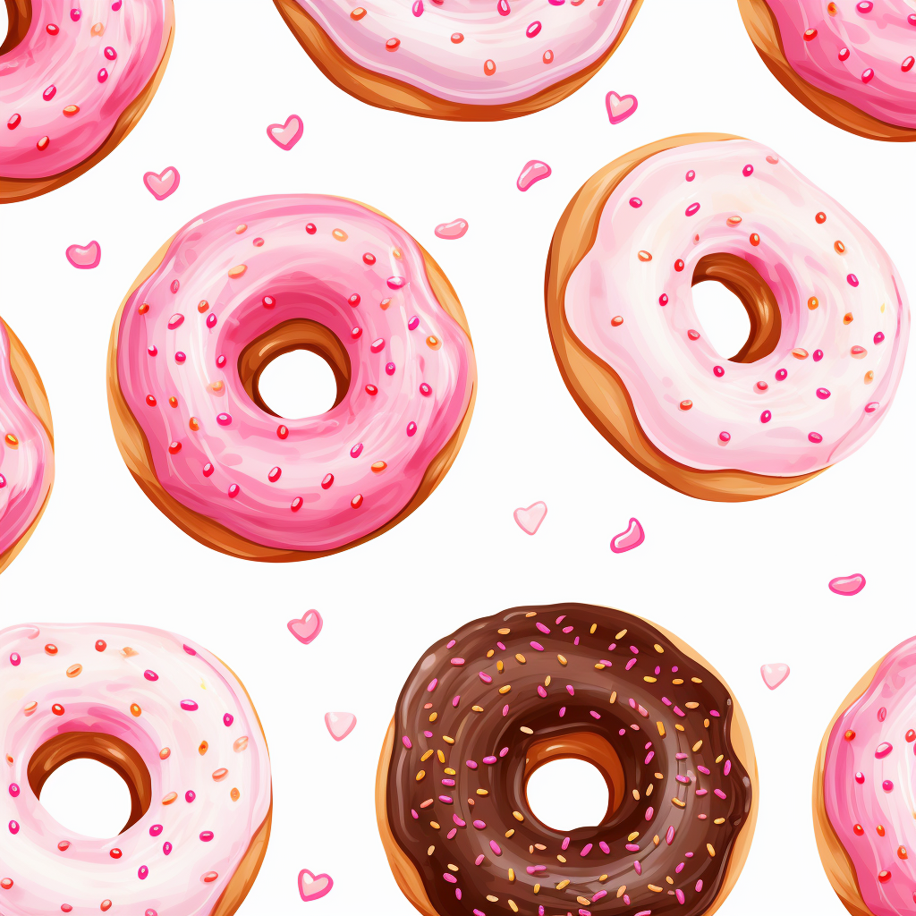 Cute donuts with Valentine sprinkles on white background