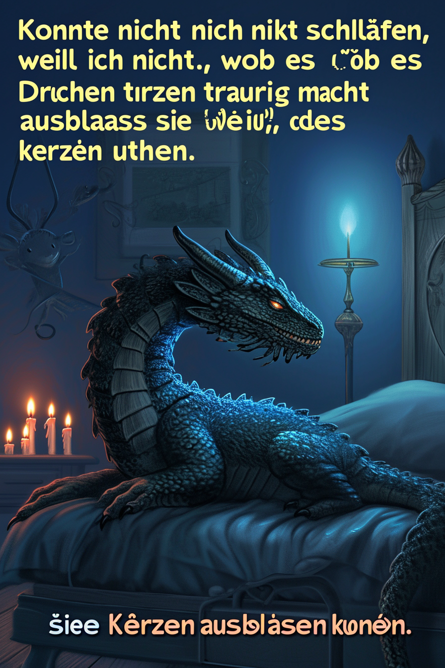 Cute dragon with bed and candles