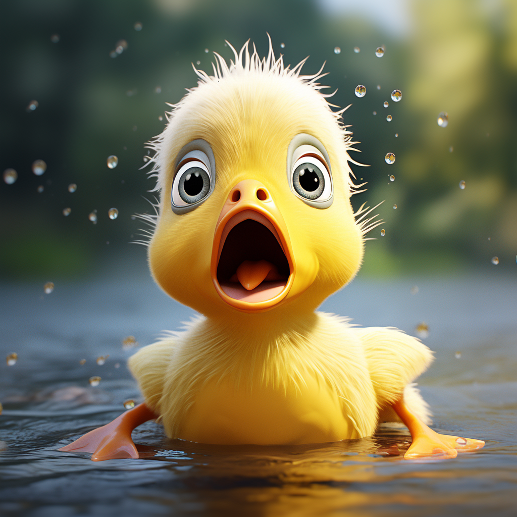 Little cute duck with surprised look