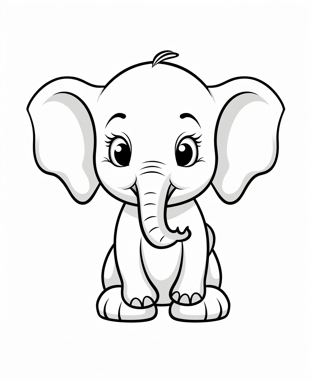 Cute baby elephant coloring page