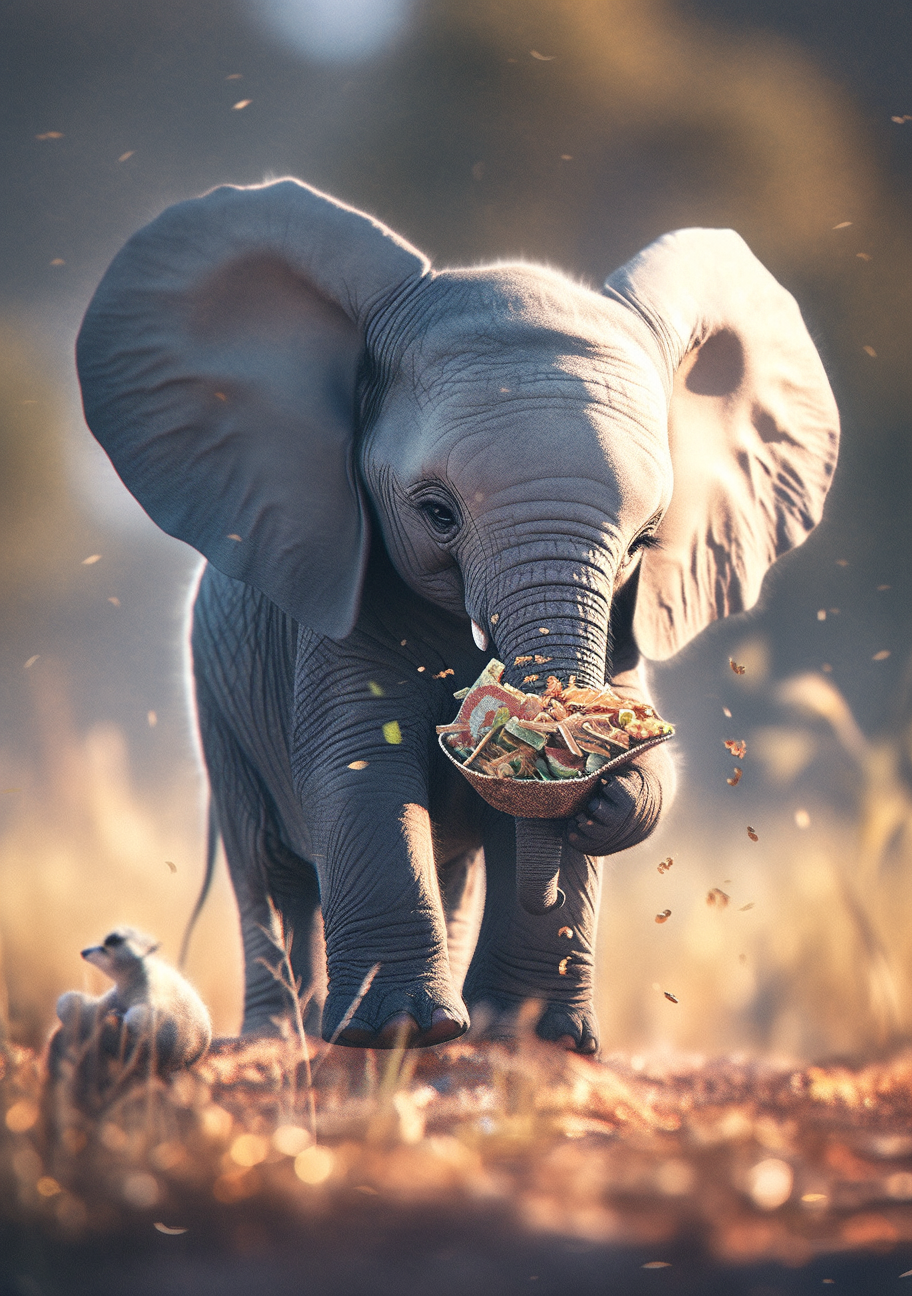 Cute Elephant Eating Peanuts Disney