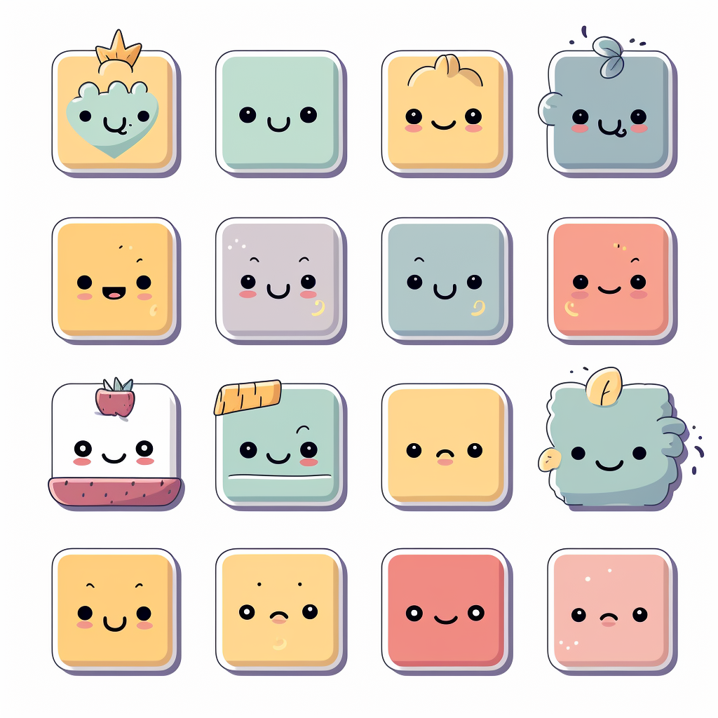 Cute Faces Icons Sticker Pack