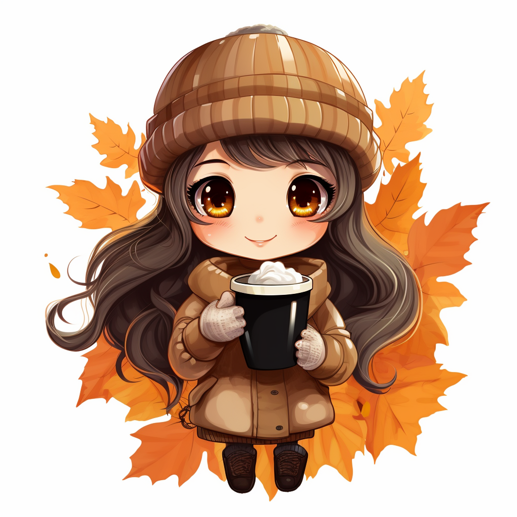 Charming fall chibi coffee cup