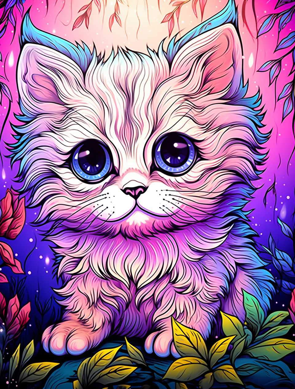 Coloring book image with cute fantasy animal