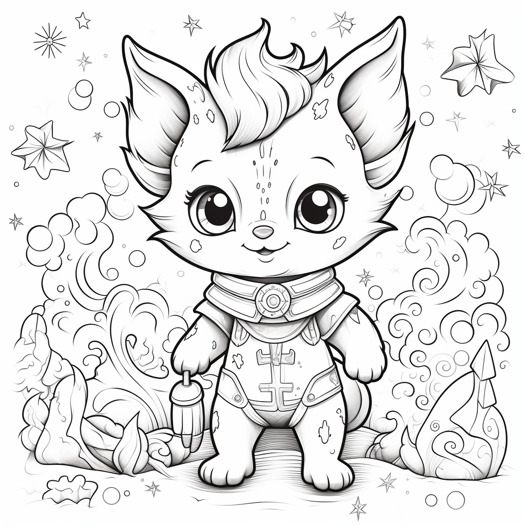 Cute fantasy animal coloring page