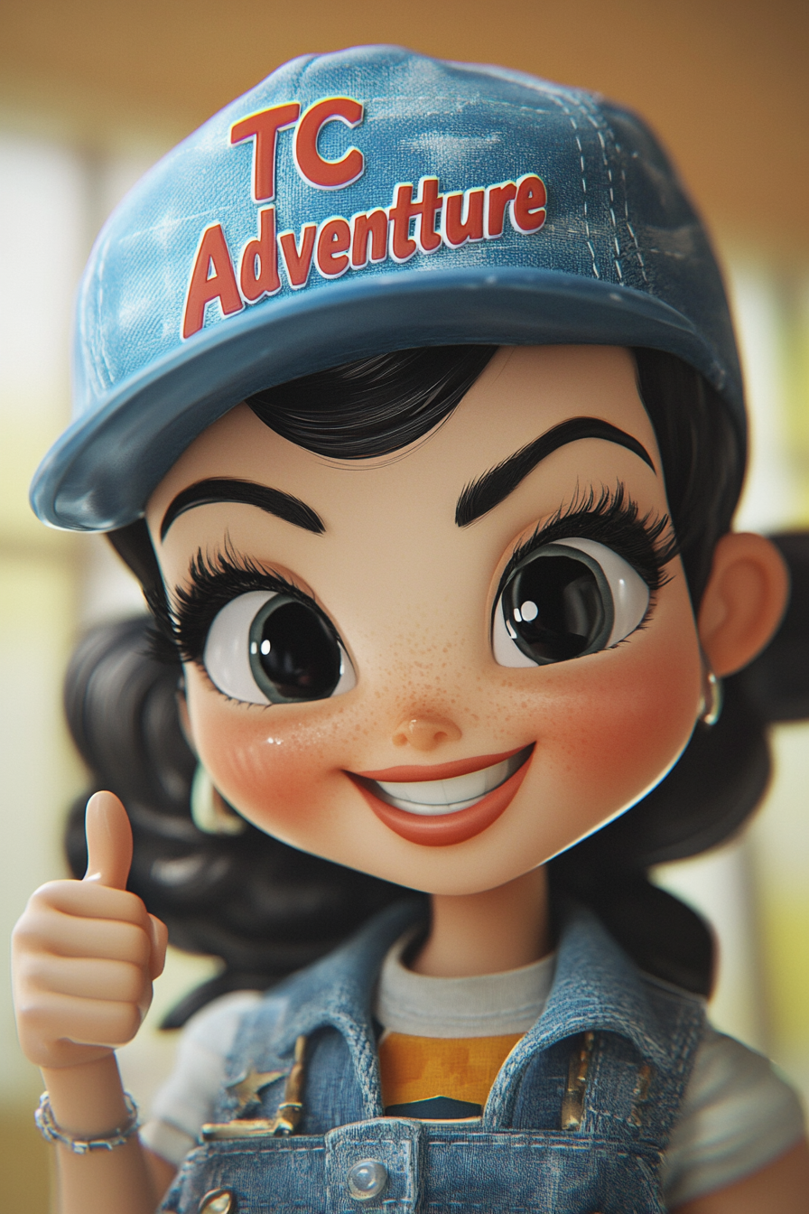 Cute cartoon character in trucker hat