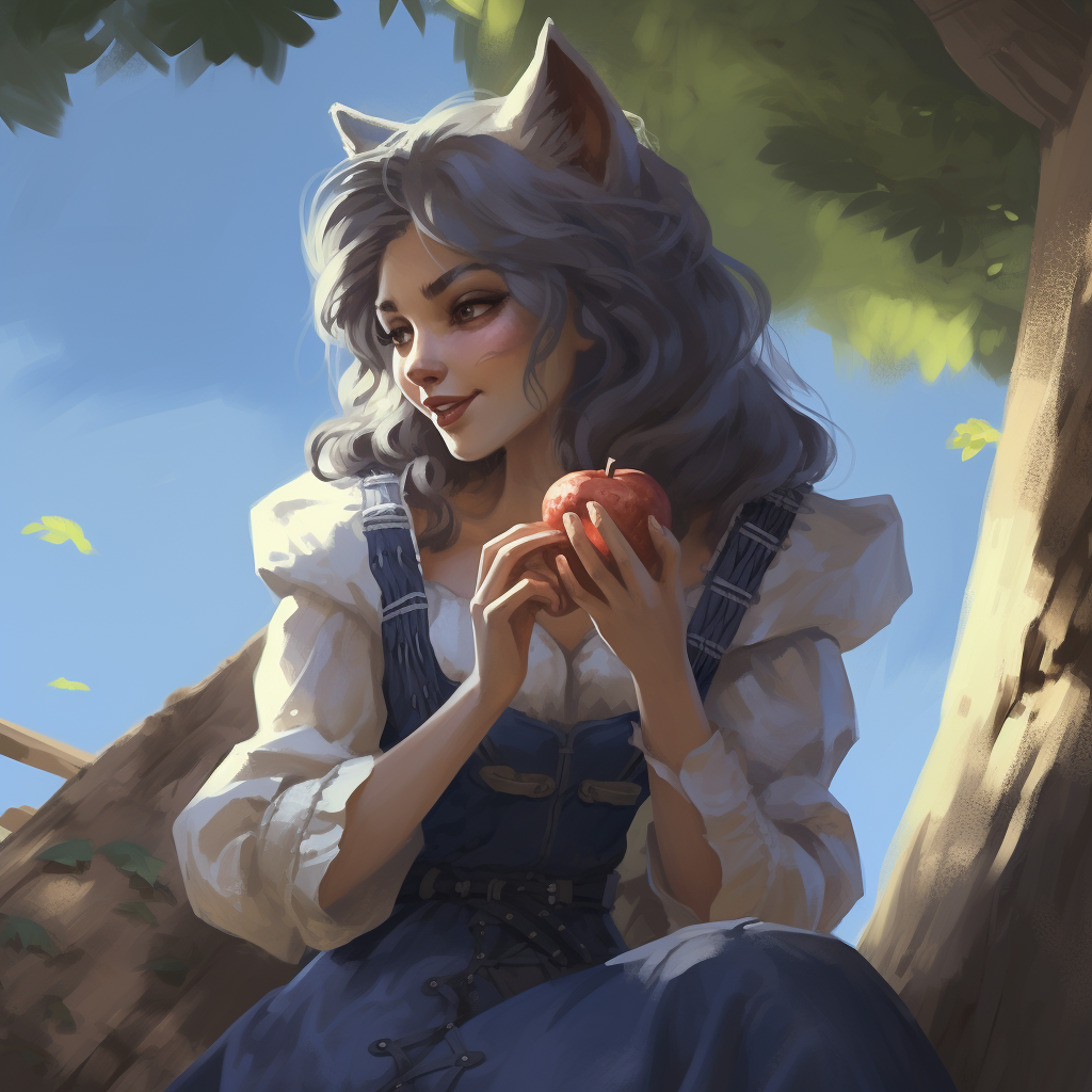 Cute Female Wolf Eating Apple