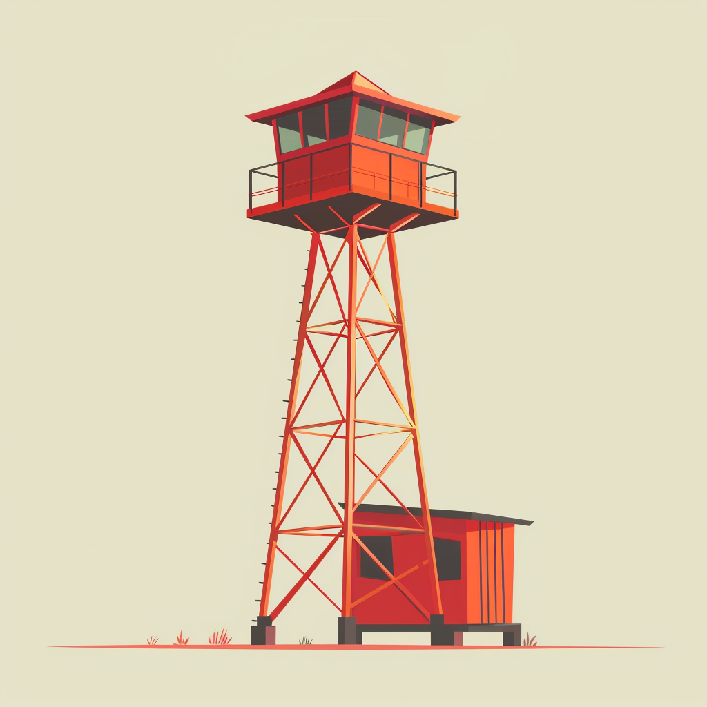 Cute fire tower drawing art