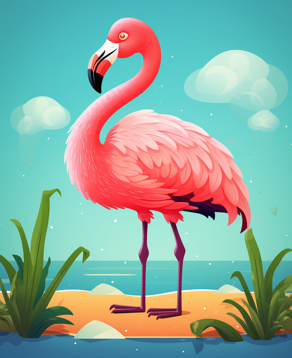 Cute flamingo cartoon illustration for kids