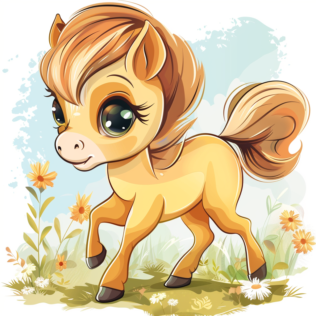 Small brown foal illustration