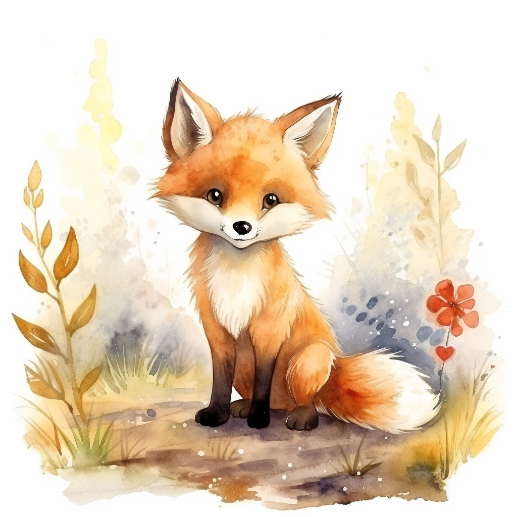 Cute fox children's book illustration