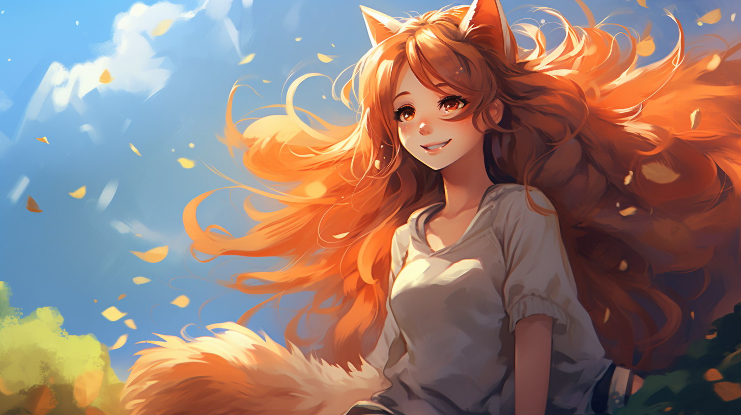 Cute fox girl with vibrant expression