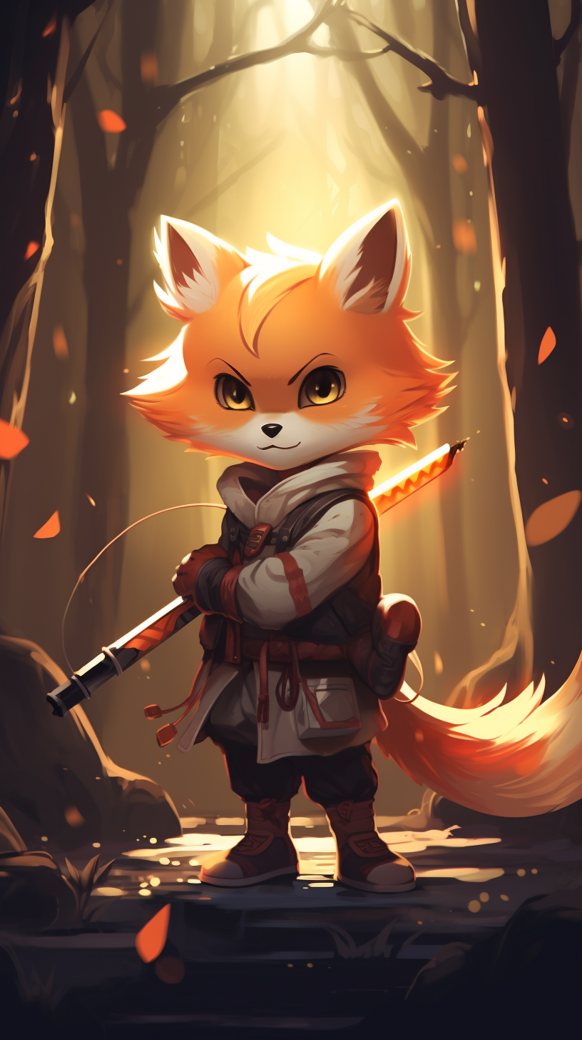 Cute fox with boomerang in hand