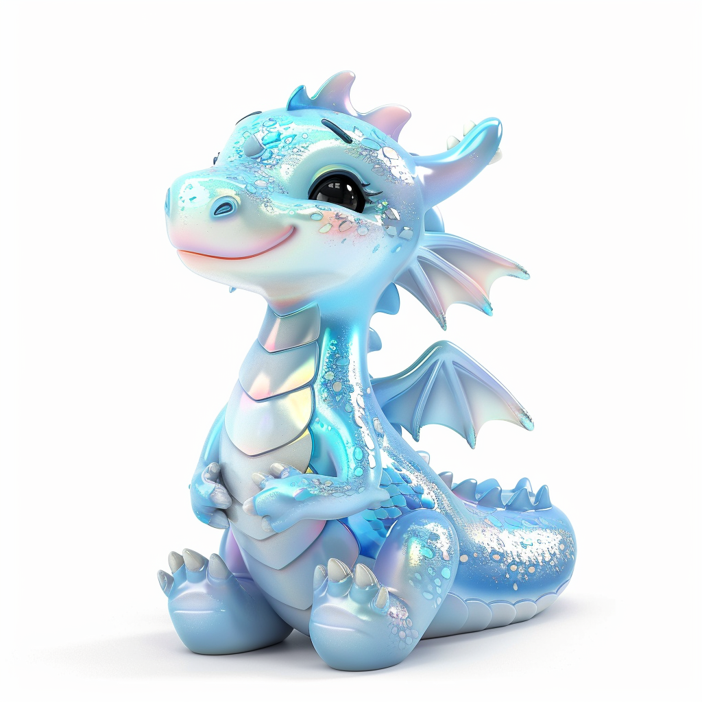 Cute friendly blue dragon cartoon