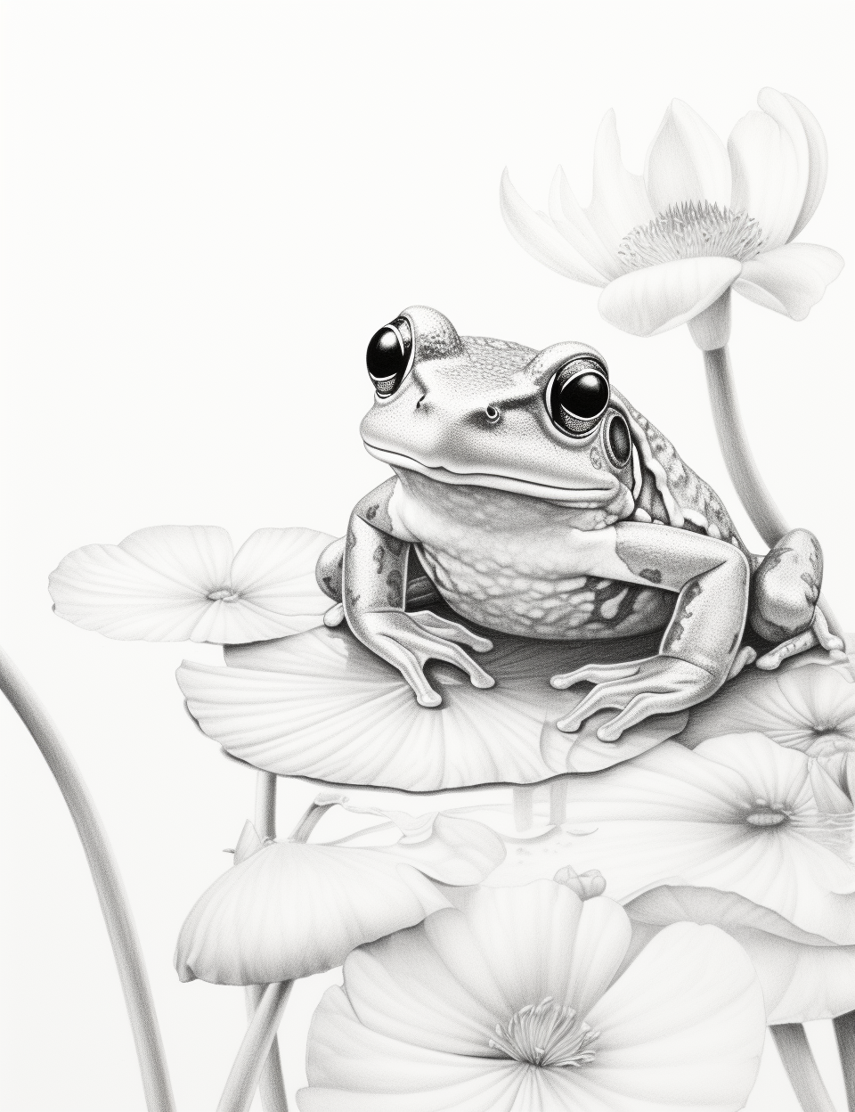 Two cute frogs on a lily pad