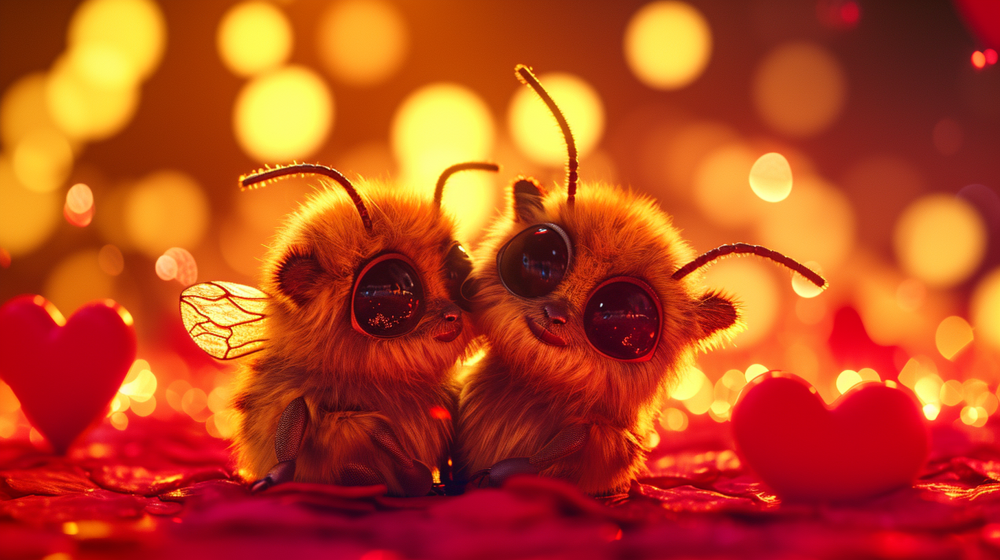 Cute furry baby bees cuddling on nachos