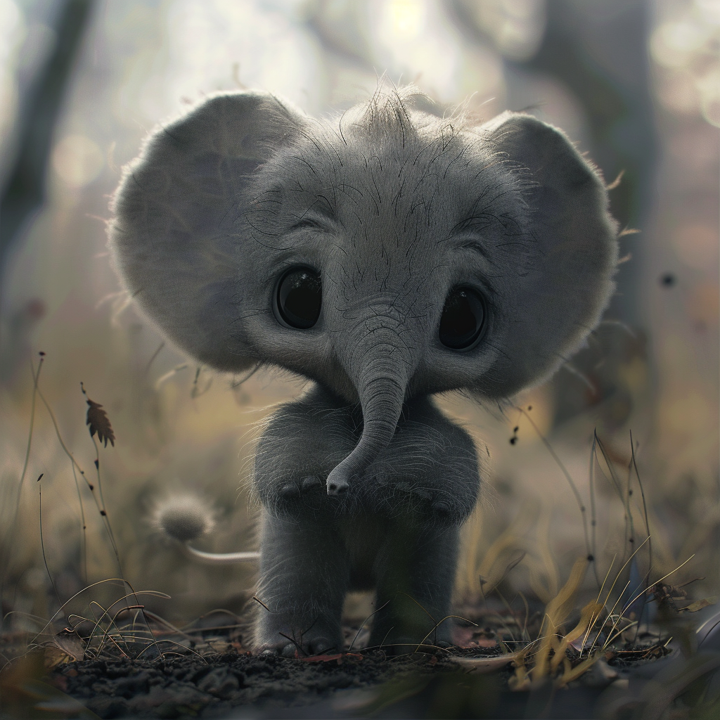 Cute mouse-sized furry elephant