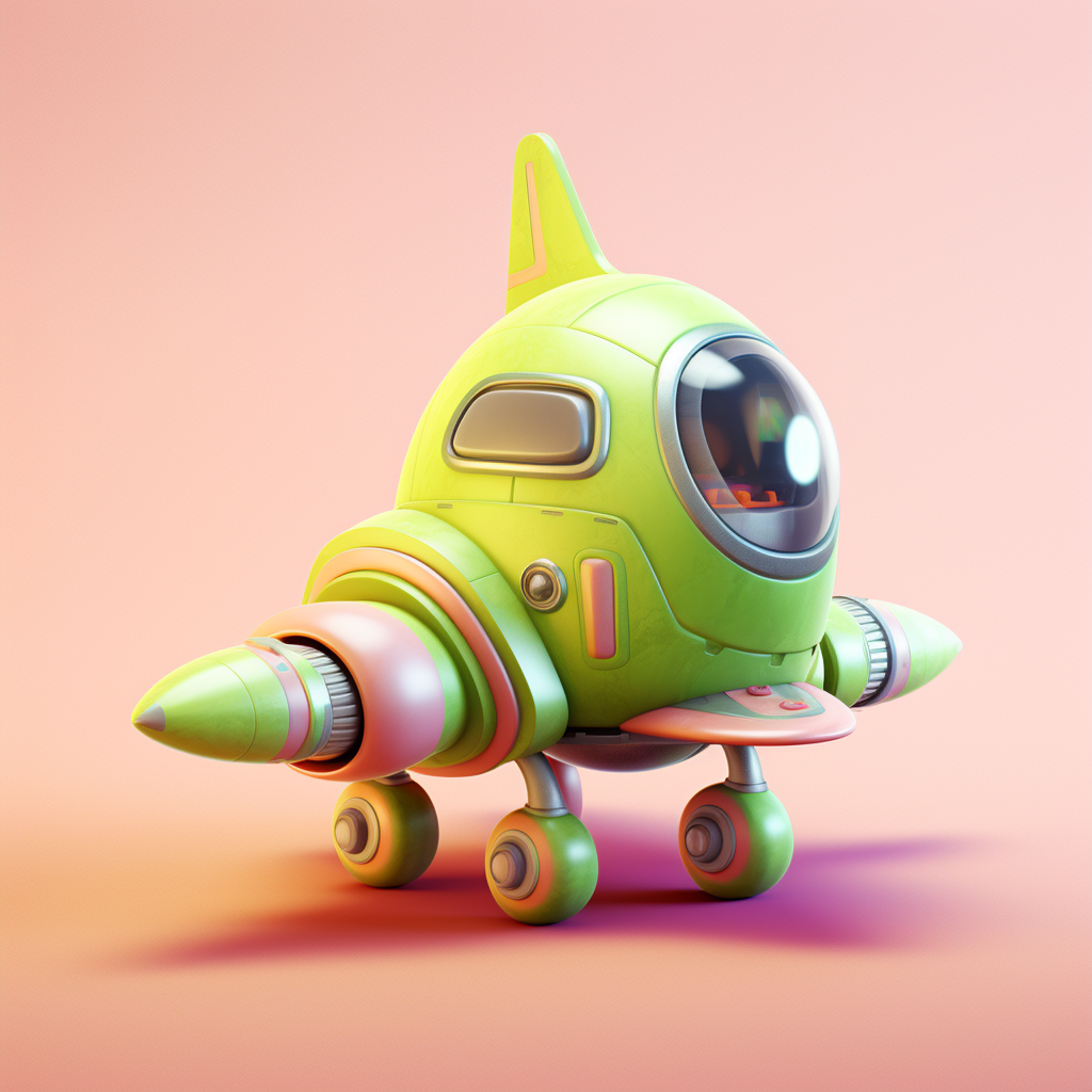 Adorable spaceship characters with fuzzy texture