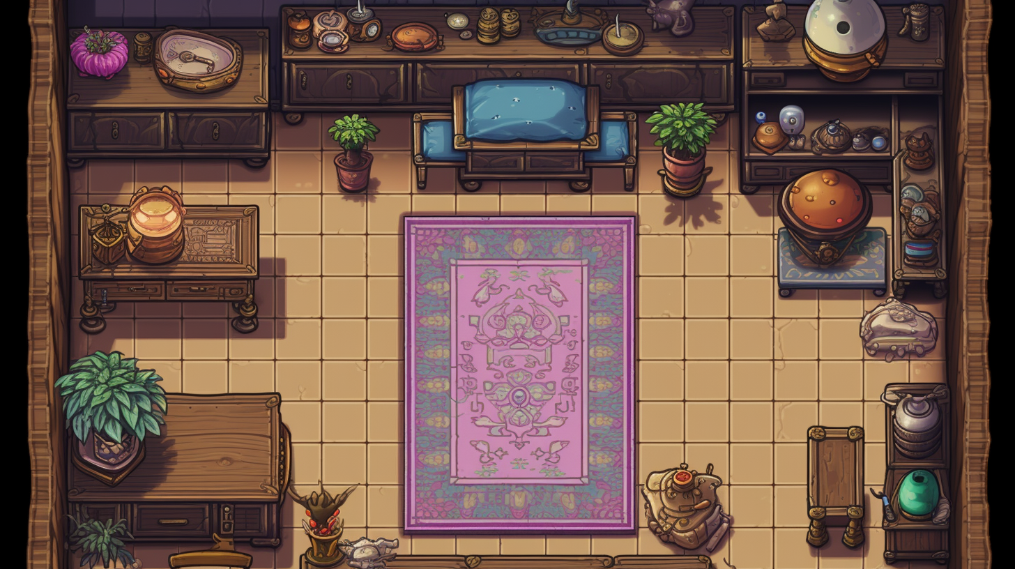 A cute room with an FX chart and lotus flowers