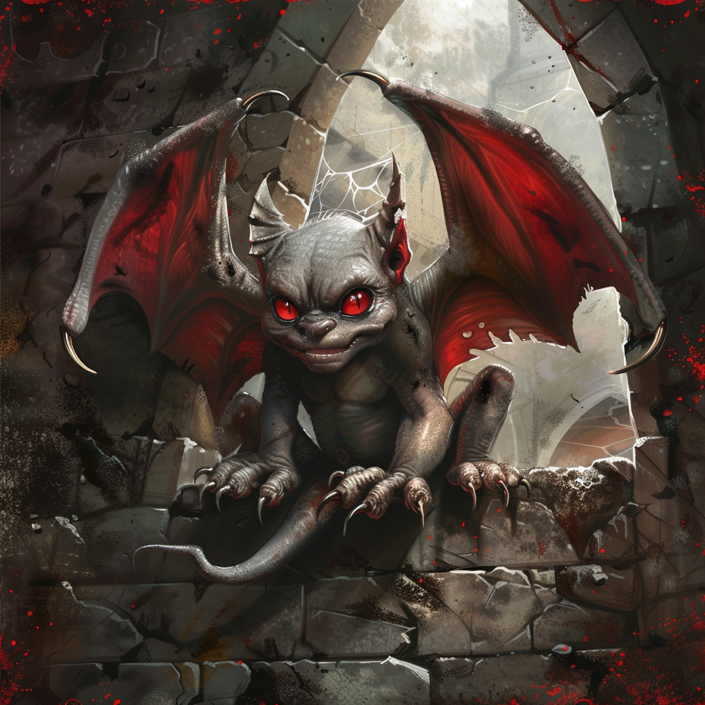 Cute gargoyle chibi in dungeon