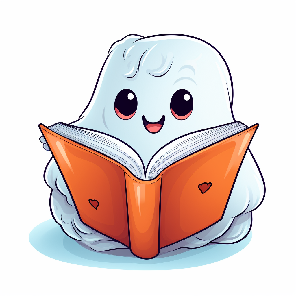 Cute ghost reading book doodle