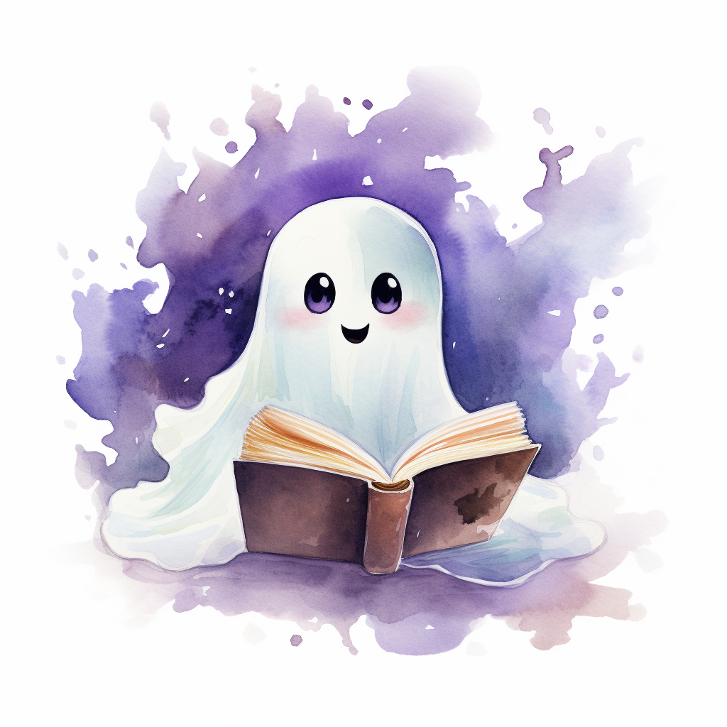 Cute ghost watercolor illustration for children's book