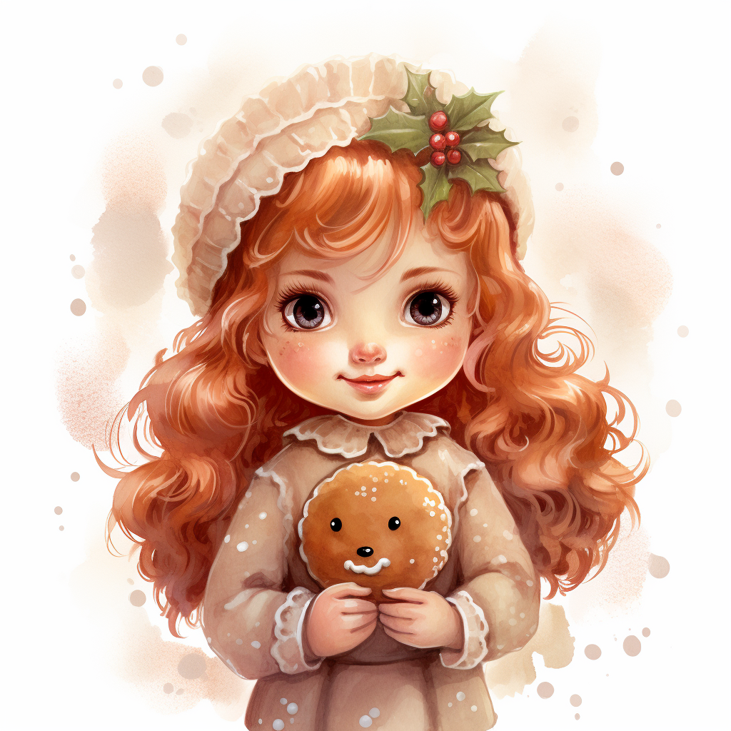 Glossy watercolor cute gingergirl cookie