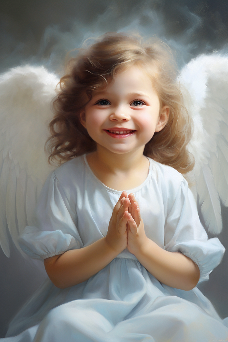 Cute girl baby angel with smiling face