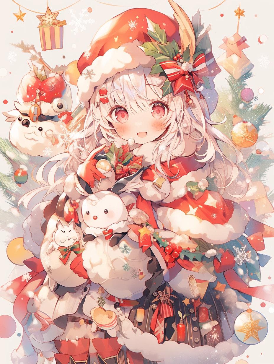 Adorable little girl in Christmas costumes  ?