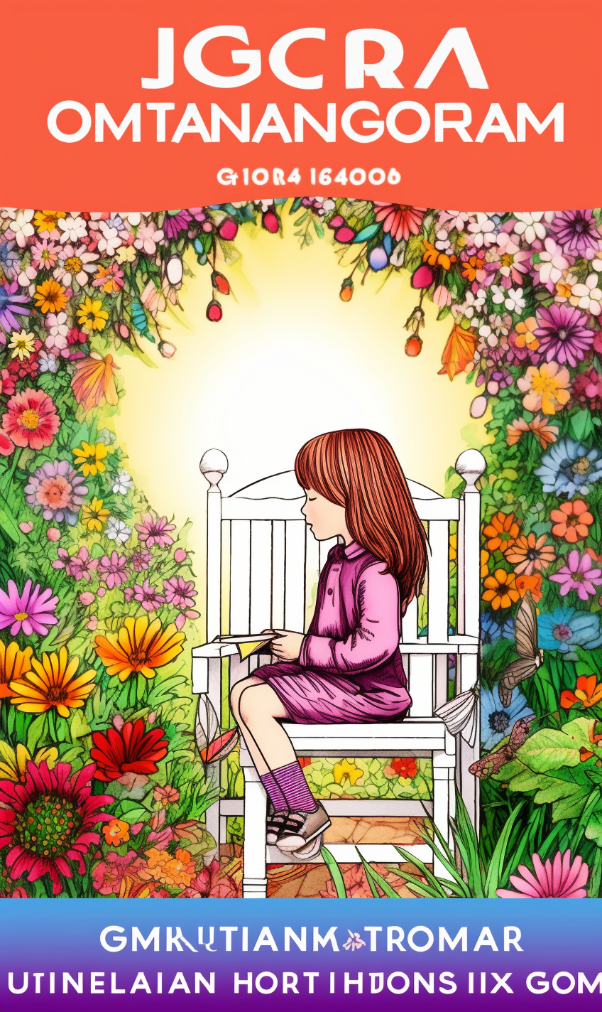 Cute girl dreaming in flower garden