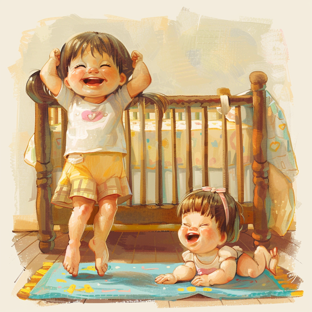 children yoga baby crib laughing