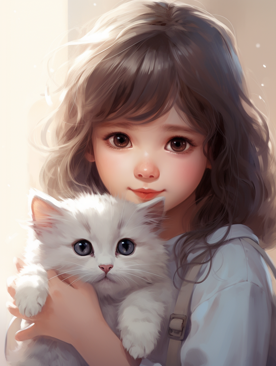 A girl gently holds her pet cat, Coldlight