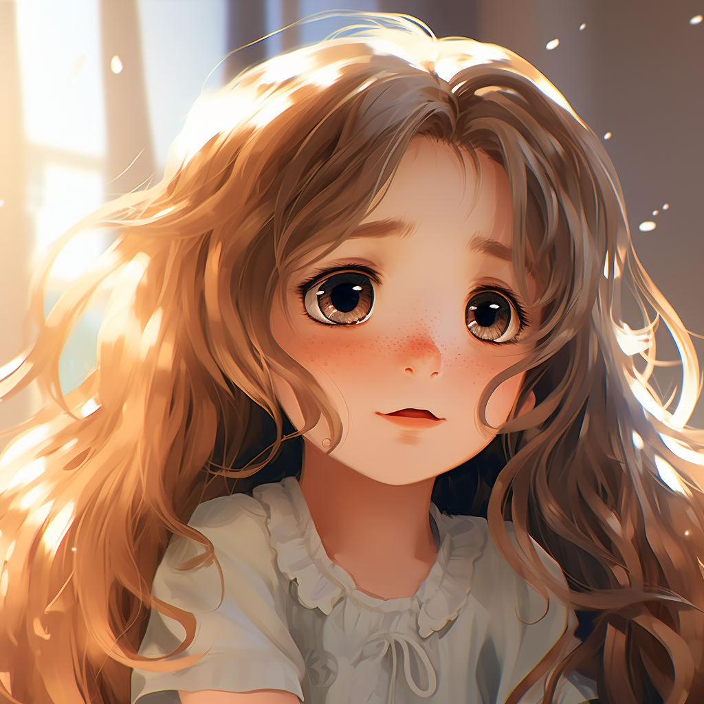 Cute girl with long hair crying