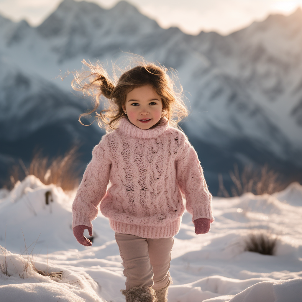 Cute girl walking in glacier