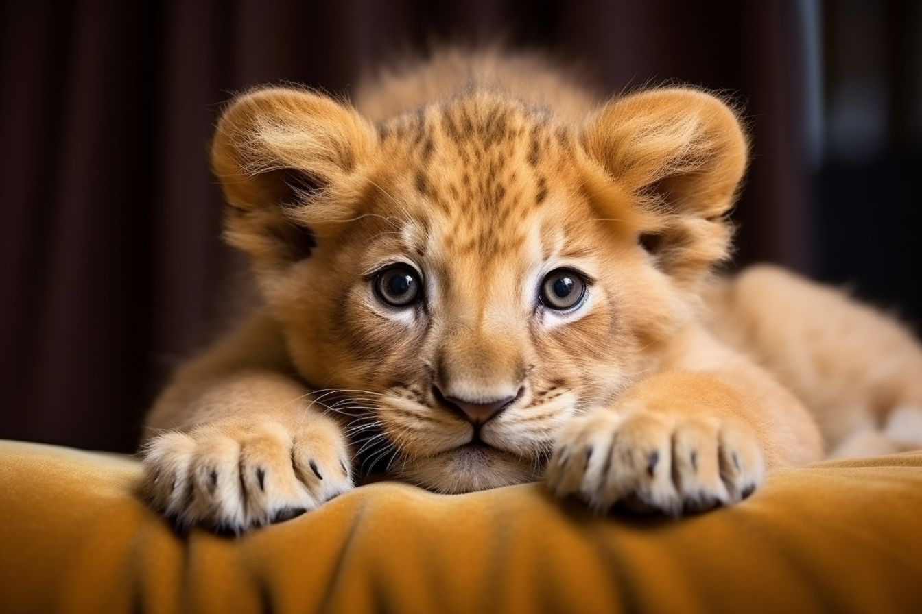 Adorable golden lion with a cute expression