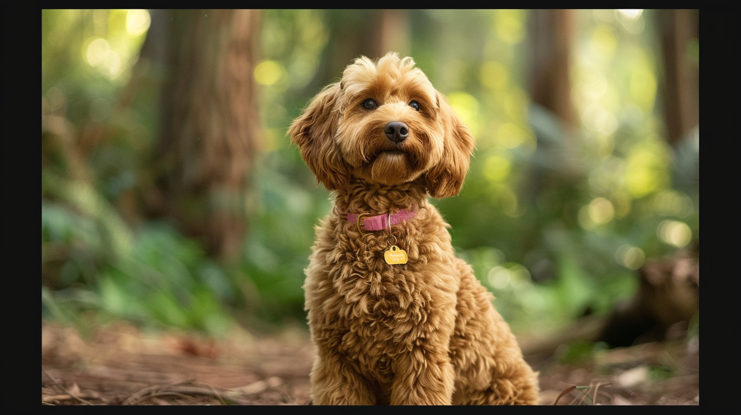 Cute goldendoodle forest pixar style image