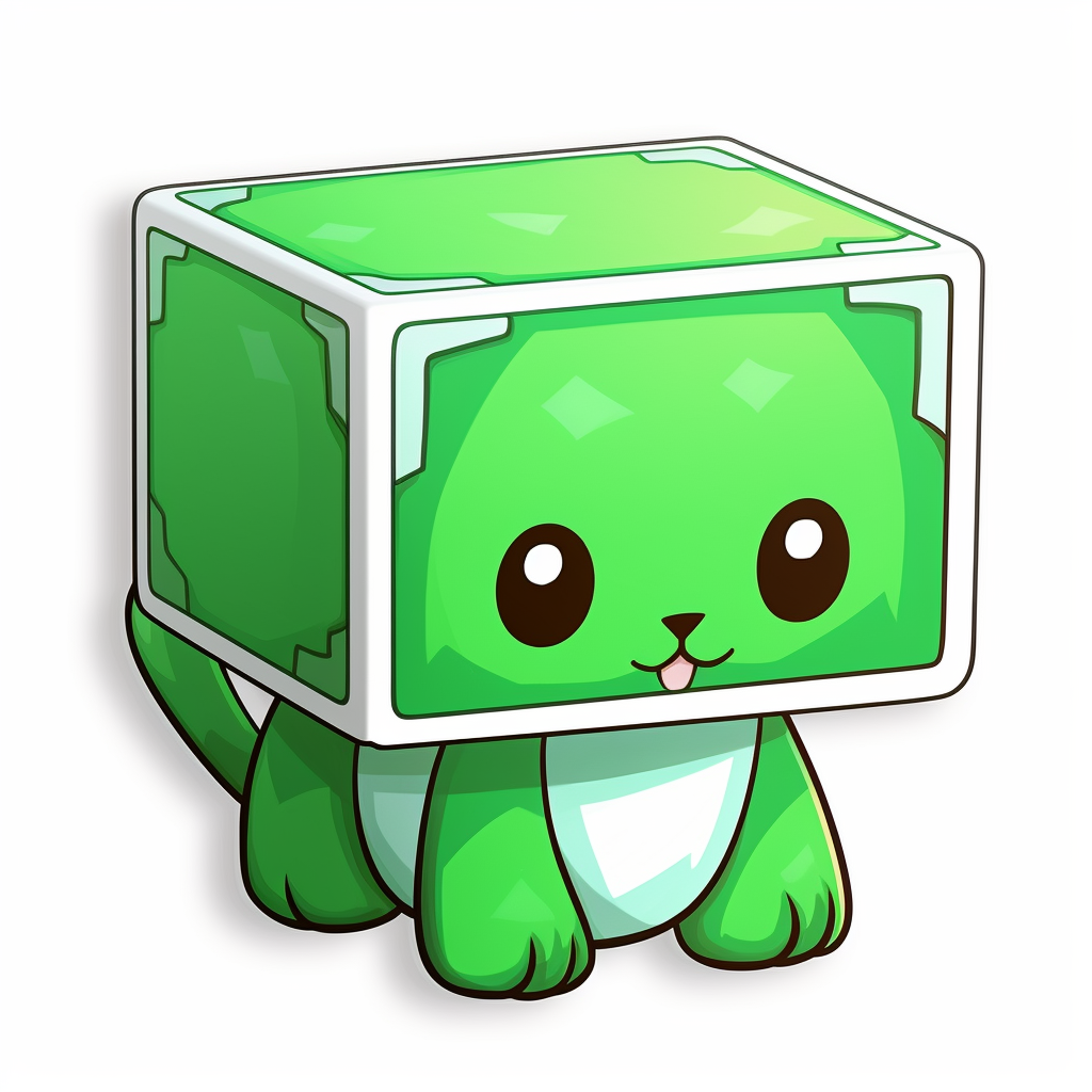 Pixelart cute green cube animal