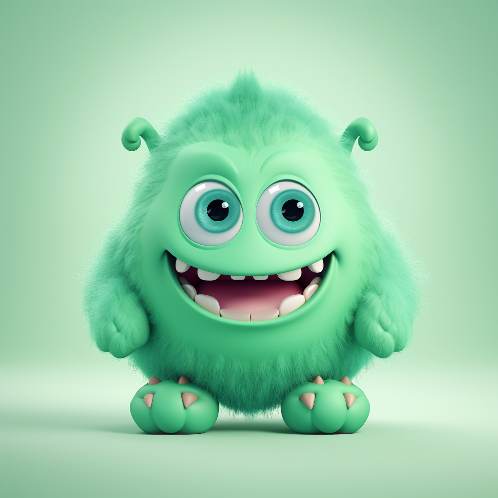 Adorable green monster character illustration