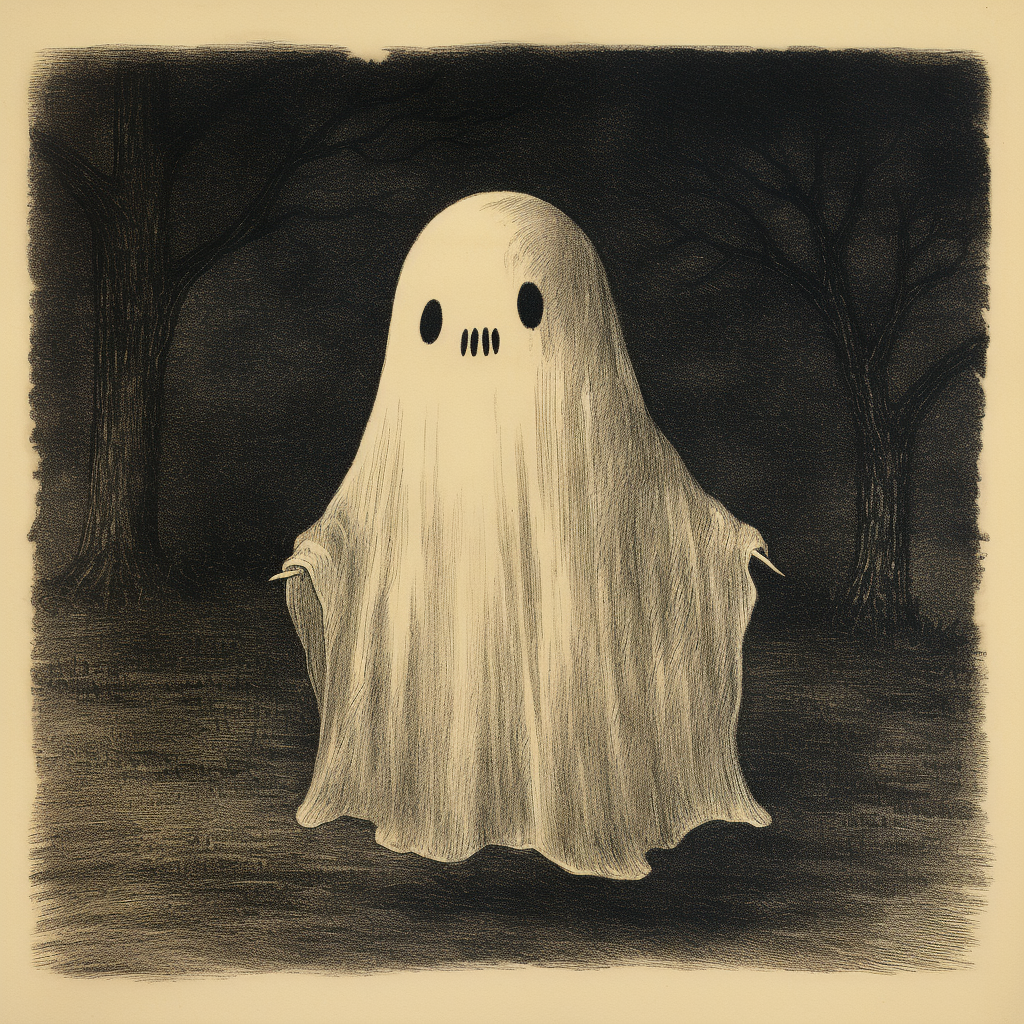 Adorable Halloween ghost etching