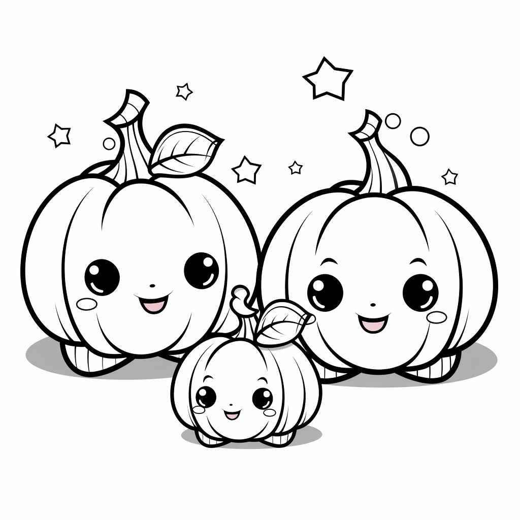 Cute Halloween pumpkins coloring page