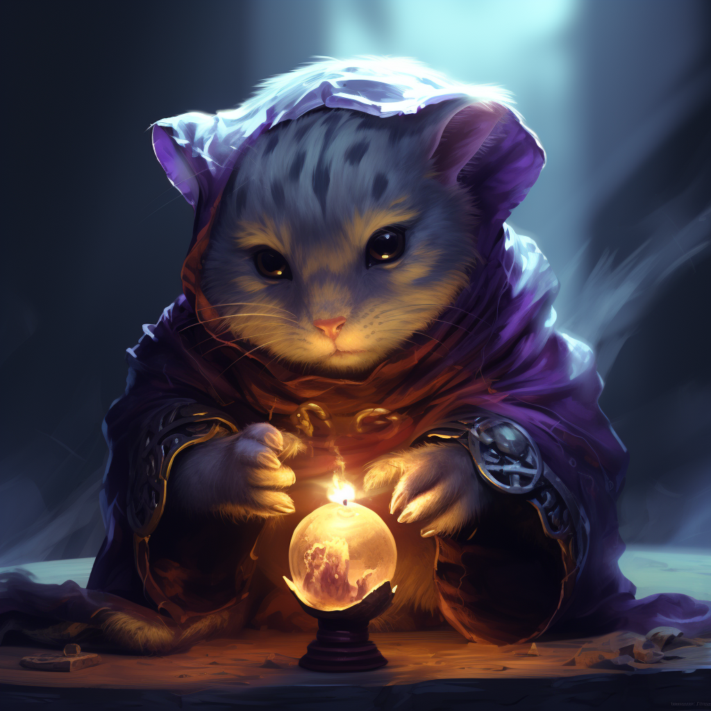 Cute hamster necromancer with tiger stripes