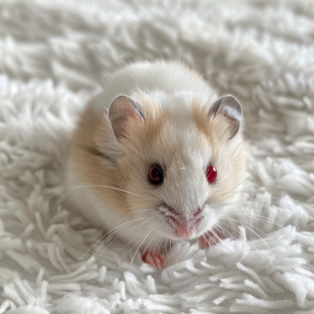 sweet hamster with red eyes