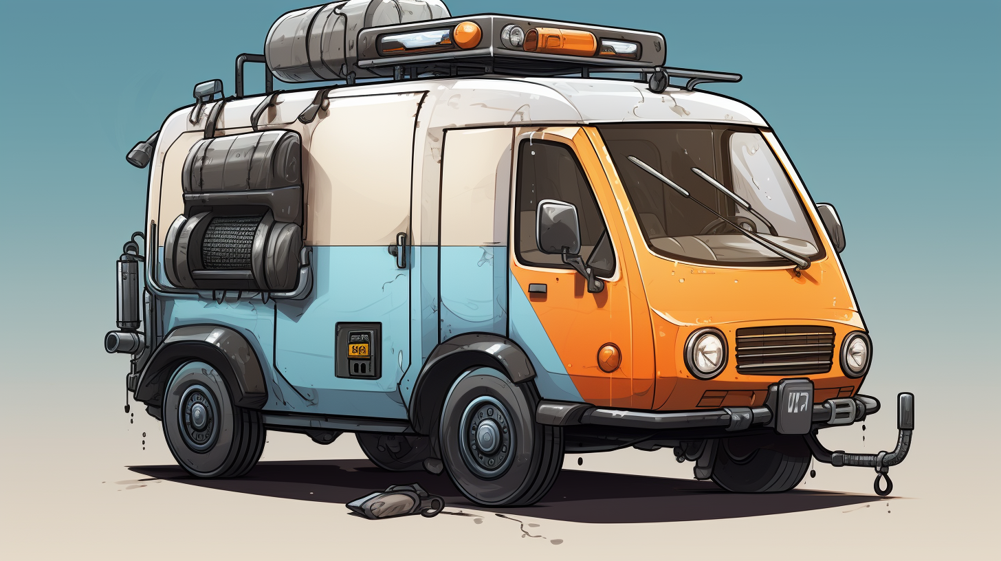 Cute hand-drawn exterminator van sketch